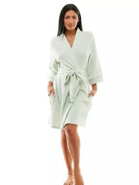 Light Mint Waffle Robe with Tie Belt